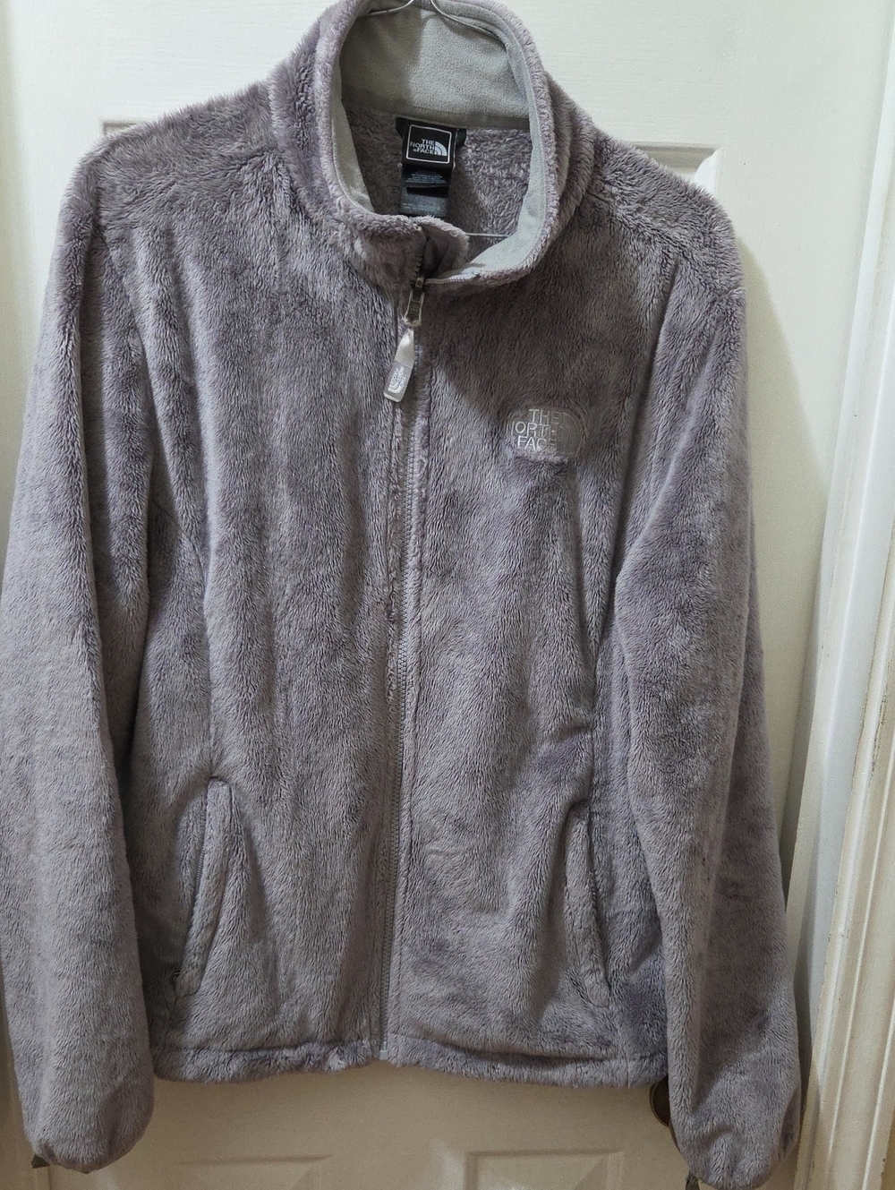 The North Face Plush Fleece Jacket in Light Gray Full Zip